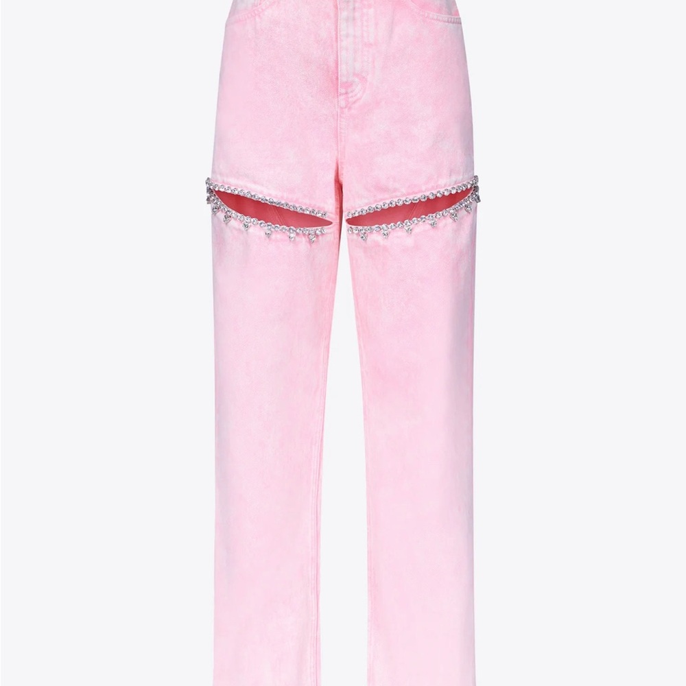 AREA Brand new with tags Pink Crystal Slit Jeans Sz 29